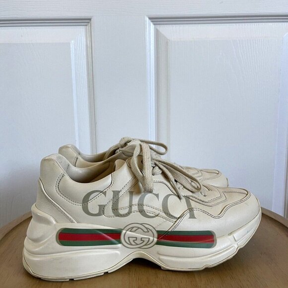 Gucci Rhyton Leather Low Top Sneakers sz 10.5 US Mens 100% Authen…